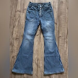 Rock&Roll high Rise flare bell bottom Striped Jeans western cowgirl country